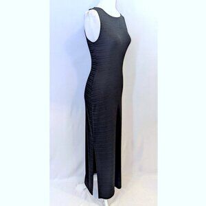 VINTAGE Rampage | Sleeveless Slinky Black Horizontal Stripe Maxi Dress | Small